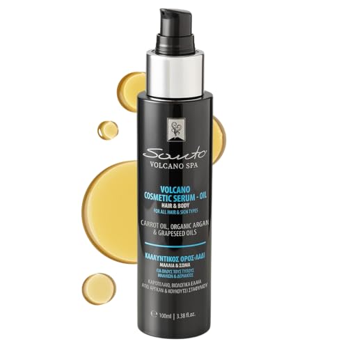Santorini Volcanic Hair & Body Oil Serum 100ml | Argan, Grapeseed & Carrot Oil | Anti-Aging, Hydrating Dry Skin Oil | Repairs Split Ends, Reduces Stretch Marks & Hyperpigmentation