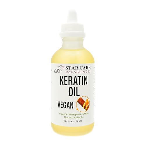 STAR CARE 100% Virgin Keratin Vegan Oil for Hair and Skin (4oz/120ml) Plant-Based Strengthening and Hydrating Formula