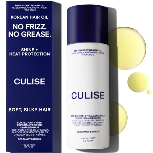 CULISE Korean Hair Oil for Dry Damaged Frizzy Hair - Anti Frizz Heat Protectant, Gloss Serum - Treatment for Split Ends Repairs, Sea Buckthorn & Grapeseed Oil, Wavy, Curly, Frizz Control, Color Safe