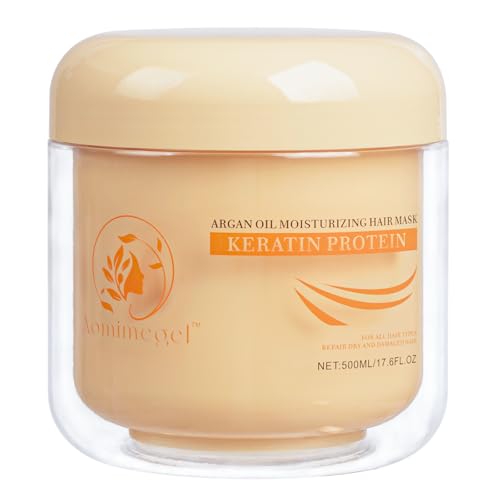 Aomimegel Collagen Hair Mask,Deep Repair Conditioning Argan Oil Hair Mask for Damaged Hair Treatment, Deep Conditioner Hydrating Hair Masque for All Hair Types 16.9 oz 500ml