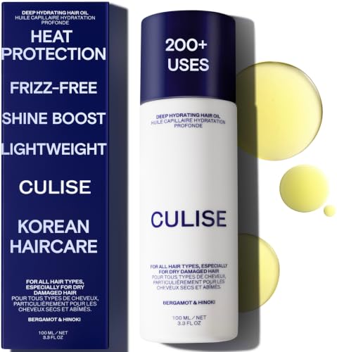 CULISE Korean Hair Oil for Dry Damaged Frizzy Hair - Anti Frizz Heat Protectant, Gloss Serum - Treatment for Split Ends Repairs, Sea Buckthorn & Grapeseed Oil, Wavy, Curly, Frizz Control, Color Safe