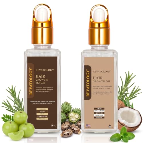 REVATOLOGY Adult Hair Growth Product Duo – Growth Oil + Leave-In Growth Serum | Supports Visible Hair Density Over Time | 30 Botanical Oils & Herbs | Scalp Nourishment, Reduced Hair Fall | Clean, Crue