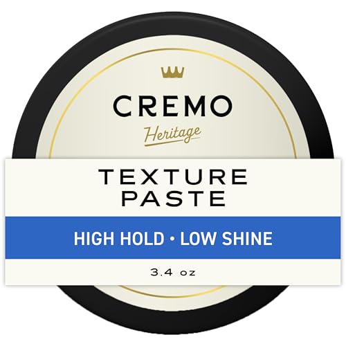 Cremo Texture Paste Hair Styling Products for Men, 3.4 oz | Volumizing mens hair paste, Strong texturizing hold, Subtle low shine finish, Versatile dry or damp application, Barber grade