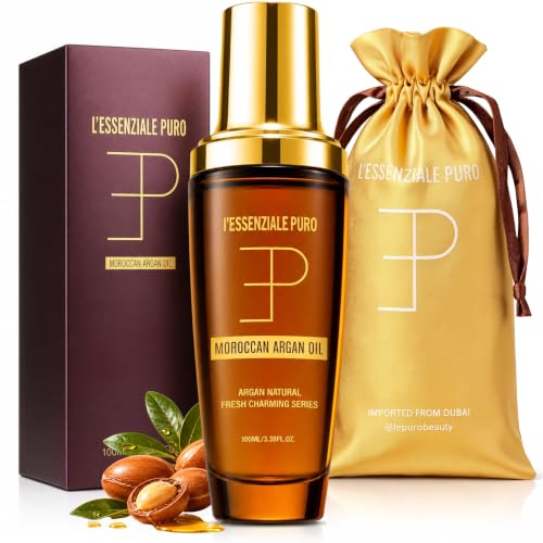 LEPURO Dubai Premium Moroccan Argan Hair Oil & Body Elixir - Lightweight Treatment for Dry Damaged Hair, Split Ends - Controls Frizz, Boosts Shine, Hydrates Skin - 100 mL (3.38 Fl Oz)