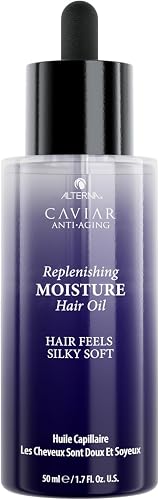 Alterna Haircare CAVIAR Anti-Aging Replenishing Moisture Hair Oil 1.7 — Our hands-on testing setup for difference between hair se